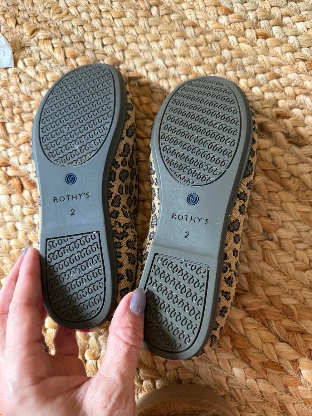 Rothy’s size 2 Leopard Print Slip-On Shoes in Beige and Black